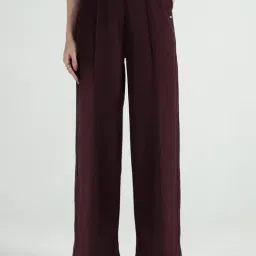 Elle Women Maroon Solid Pure Cotton Pant-image-13