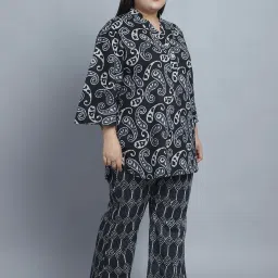 TAG 7 Black Cotton Printed Top Pyjamas Set image 4