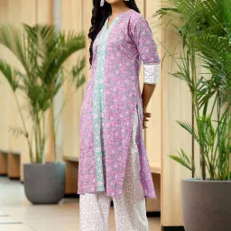 Libas Pink & White Cotton Printed Kurta Palazzo Set With Dupatta image 4