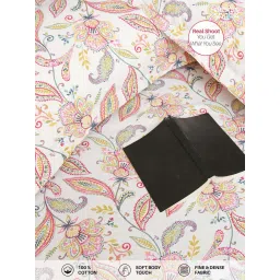 Urban Space Pink Cotton 200 TC Iris King Bedsheet with 2 Pillow Covers image 4