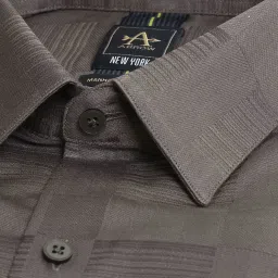 Arrow New York Grey Cotton Slim Fit Checks Shirt image 4