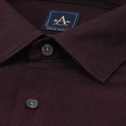 Arrow Maroon Cotton Regular Fit Texture Shirt image 4