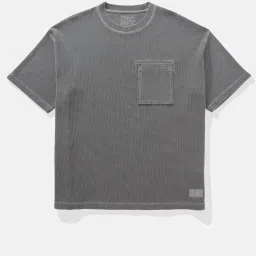 American Eagle Grey Blended Regular Fit Checks T-Shirt image 4