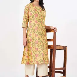 Rangmanch by Pantaloons Yellow Printed A Line Kurta image 4