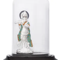 Zavya Divine Melody Rhodium-Plated 999 Silver Lord Krishna Idol image 4