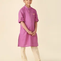 Fabindia Kids Purple Cotton Regular Fit Full Sleeves Kurta image 4