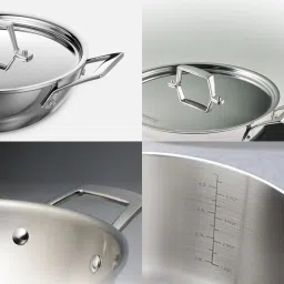 Tramontina Aeion Stainless Steel Non toxic, Induction Friendly Deep Kadai with Lid (40cm, 14.3 L) image 4