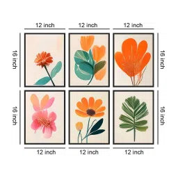 999Store Multicolor Canvas Modern Flower Painting - Set of 6 image 4