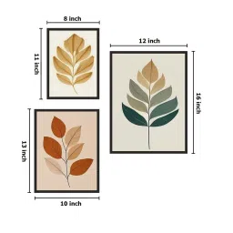 999Store Multicolor Canvas Leaves Modern Art Wall Painting - Set of 3 image 4