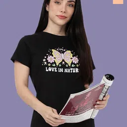 Kryptic Women Pack Of 2 Relaxed Fit Printed Round Neck Pure Cotton Lounge Tshirts-image-29