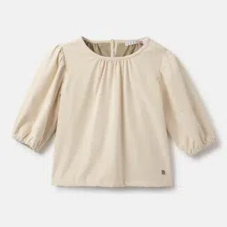 Elle Girls Cream Cotton Solid Top-image-28