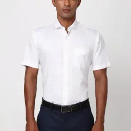 Peter England White Cotton Regular Fit Printed Shirt-picture-38