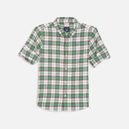 Allen Solly Kids Green Checks Slim Fit Shirt-image-71