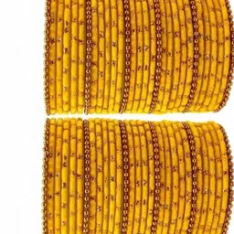Adiba Fashion Factory Set Of 60 Yellow Glass Artificial Stones Bangle image 2