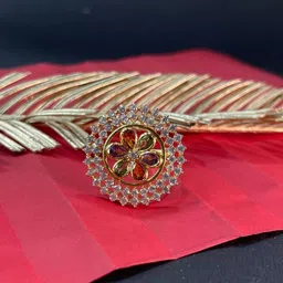 KALAVAATHI Gold-Plated Cubic Zirconia Studded Adjustable Finger Ring image 2