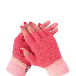 LOOM LEGACY Women Patterned Acrylic Fingerless Winter Gloves image 3