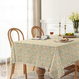 CASABLEU Yellow & Green Ethnic Motifs 6-Seater Rectangle Table Cover-picture-24