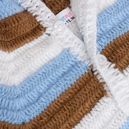 CHUTPUT Kids Blue & Brown Striped Front Open Sweater image 4