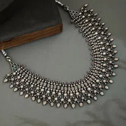 Fabindia Silver Stone Studded Short Necklace-picture-21