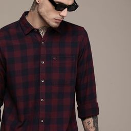 WROGN Pure Cotton Slim Fit Buffalo Checked Casual Shirt-picture-2