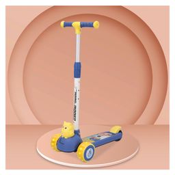 R for Rabbit Road Runner Bunny Kids Scooter 3 Level Adjustable Height Smart Fold & PU LED Wheels - Blue & Yellow-picture-2