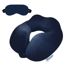 Billebon Premium Neck Pillow Navy Blue Fibre Filled Travel Pillow with Eye Mask-picture-22