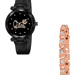 Gopal Shopcart Unisex Printed Dial & Bracelet Style Straps Analogue Watch Queen Black maganet copper-picture-13