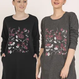 DDASPRATION Women Floral 2 Printed Pockets T-shirt-picture-18