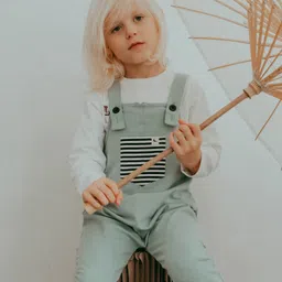 Turtledove London Knit Sleeveless Solid Dungaree - Green image 2