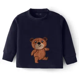 Kanvin Fleece Woven Full Sleeves Winter Wear Set With BearPatch - Navy Blue image 2