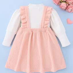Mark & Mia Full Sleeves Winter Frock with Frill Detailing & Bow - Pink image 2