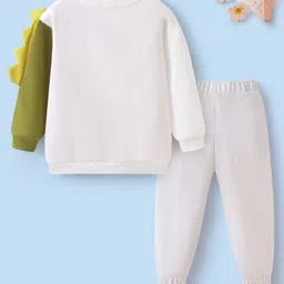 Mark & Mia Full Sleeves Winter Wear Suit Set with Dino Print & Applique - Green & White image 2