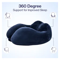 Billebon Premium Neck Pillow Navy Blue Fibre Filled Travel Pillow with Eye Mask image 2