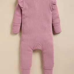 Cot & Candy Organic Cotton Knit Full Sleeves Solid Romper - Baby Pink image 3
