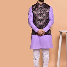 PRINTCULTR Men Regular Pure Cotton Kurta with Trousers image 1