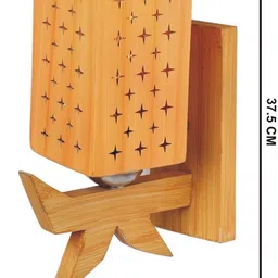 1ST TIME Cream-Coloured & Orange Textured Wood Square Shaped Wall Lamp image 5