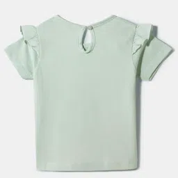 Nautinati Cotton Knit Disney Frozen Half Sleeves Elsa Printed Top - Mint image 4