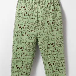 OHMS Single Jersey Knit Full Length Lounge Pant With Animal Print Pack Of 3 - Yellow Olive Green & Green image 3