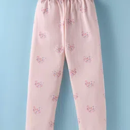 Teddy Sinker Knit Full Sleeves Night Suit With Floral Print - Peach image 4