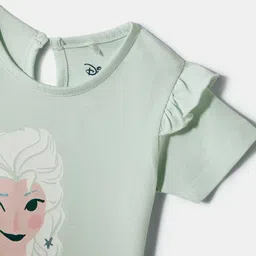 Nautinati Cotton Knit Disney Frozen Half Sleeves Elsa Printed Top - Mint image 5