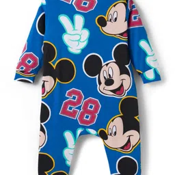 Babyhug Disney Interlock Knit Full Sleeves Front Open Rompers with Mickey Mouse Graphic Pack of 3 - Yellow Red & Blue image 5