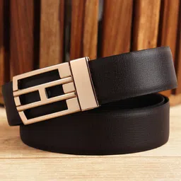 WINSOME DEAL Men Push Pin Closure Textured Formal Belt image 5