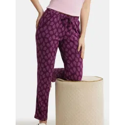 Jockey RX09 Women Micro Modal Cotton Printed Pyjama - Purple Wine Assorted Prints image 5