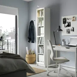 ikea billy / oxberg Bookcase with glass door, white/glass, 40x30x202 cm image 4