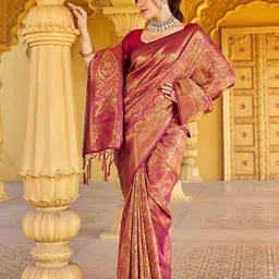 DIVASTRI Ethnic Motifs Woven Zari Design Saree image 4