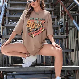 Metronaut Women Typography 2 Printed V-Neck Extended Sleeves T-shirt image 2