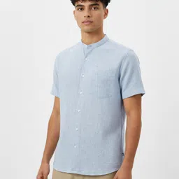 glitchez Band Collar Slim Fit Casual Shirt-picture-42