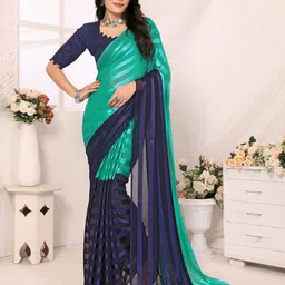 Moda Rapido Striped Satin Saree With Blouse Piece-image-37