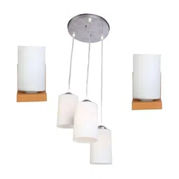 SOMIL White & Brown 3 Pieces Wooden Cylinder Shaped Wall & Ceiling Lamps-picture-14