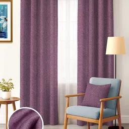 Nefertiti Home Pink 2 Pieces Textured Black Out Long Door Curtain-image-7